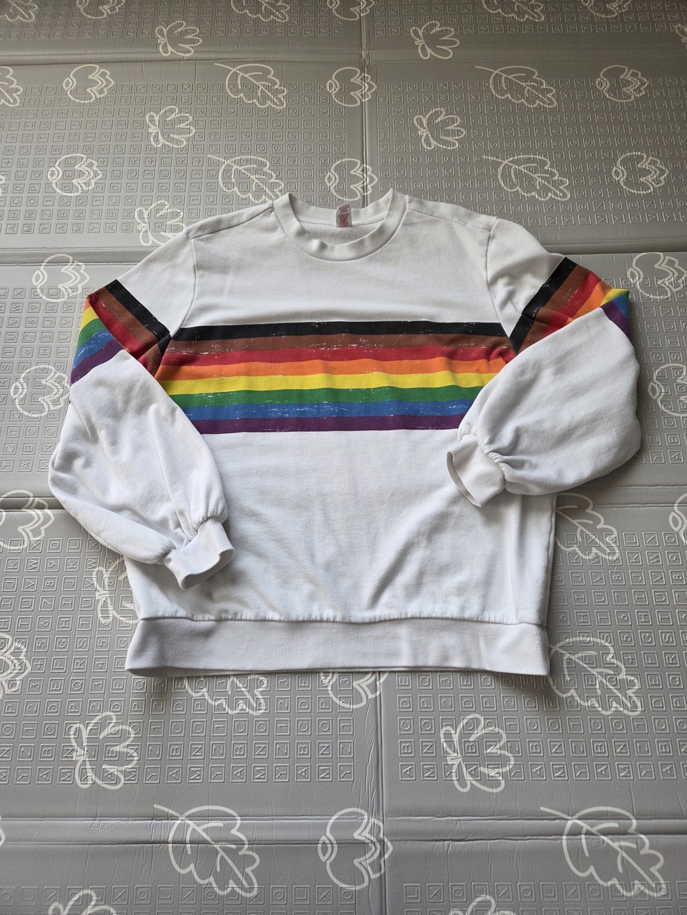 Rainbow Pride Womens Crew Neck Sweatshirt Terry Cloth Size Large